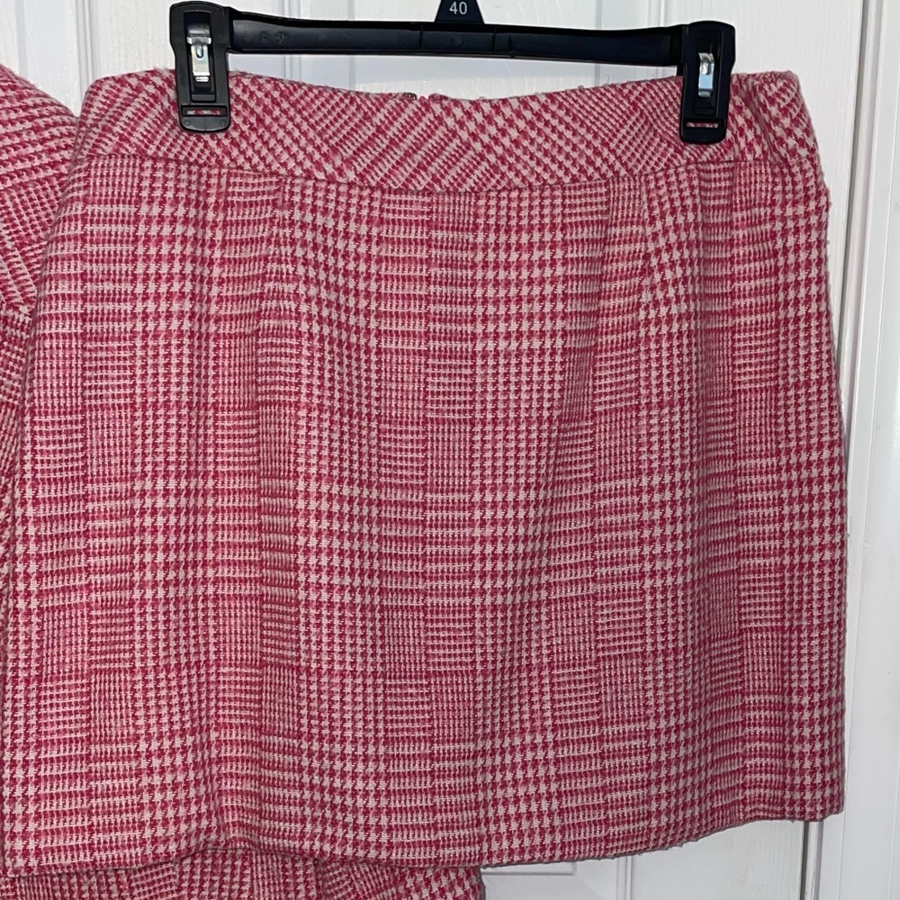 Chadwick’s of Boston pink and white plaid wool skirt.